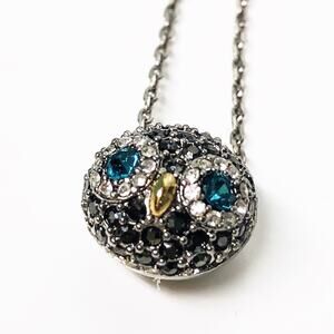 Fossil Dainty Crystal Pave Owl Necklace